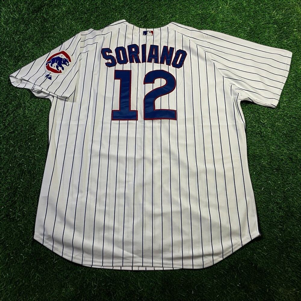 Alfonso Soriano Chicago Cubs Authentic Majestic Jersey Size 56 3XL Pinstripe